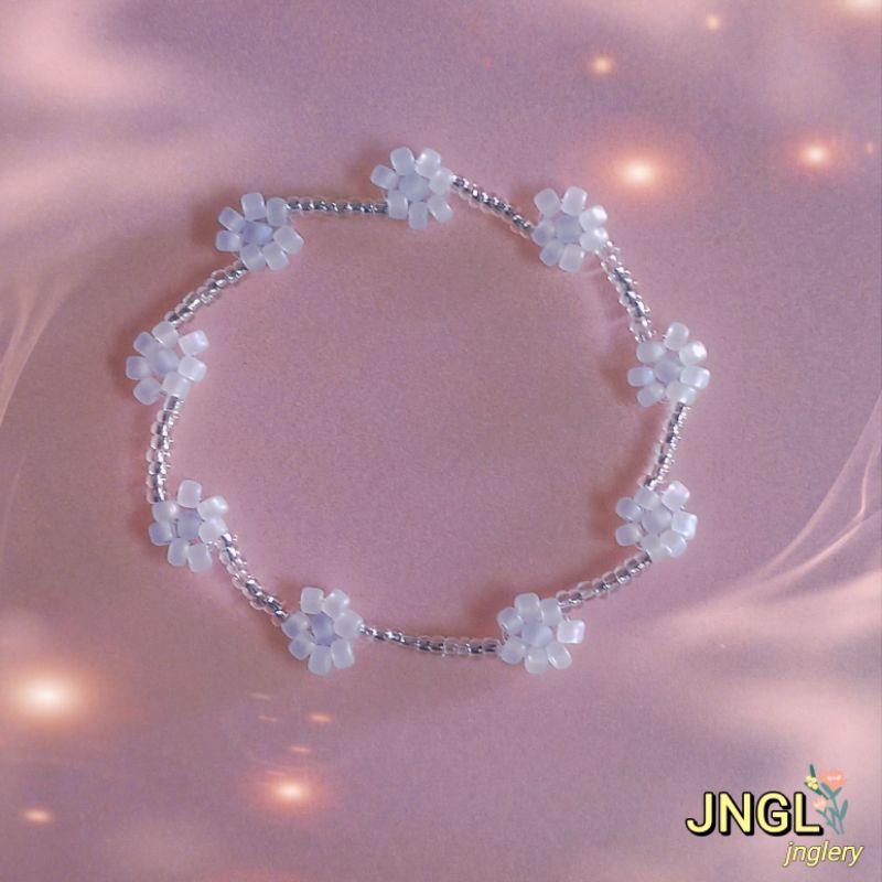 Vòng tay hoa hạt cườm hoa màu trắng