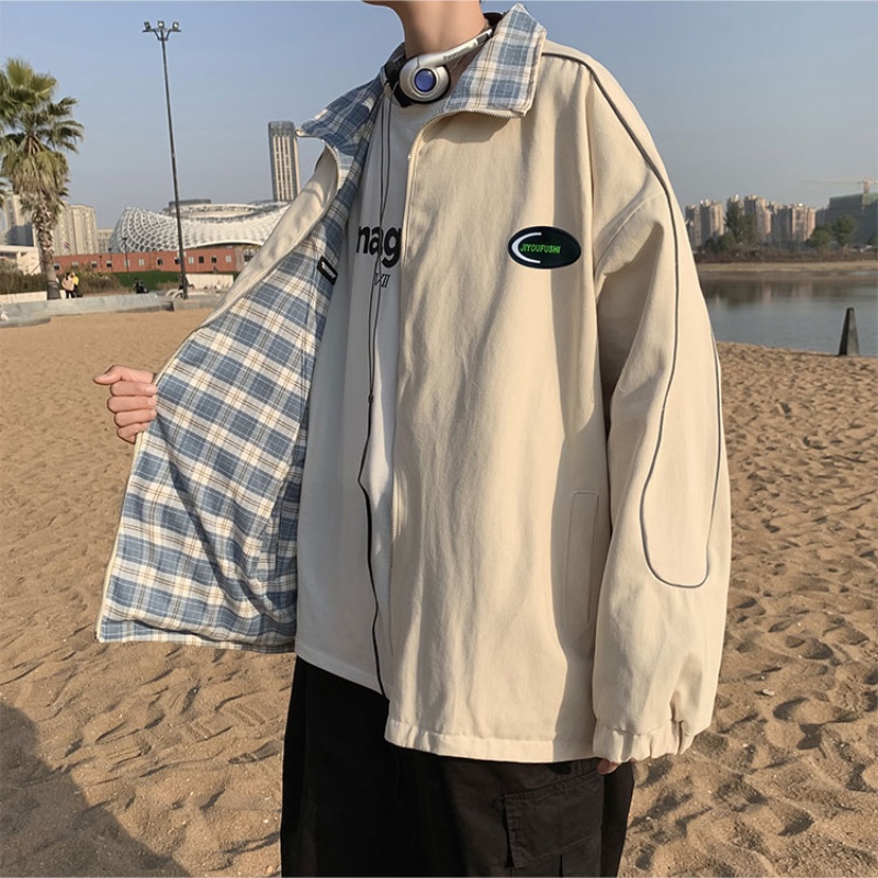 ✦ AFFLIGA ✦Áo khoác dáng rộng màu trơn thời trang thu đông phong cách Hàn Quốc cho nam size M-2XL