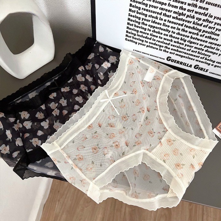 Quần Lót Nữ Ren Lưới Họa Tiết Hoa Nhí Dễ Thương 3392