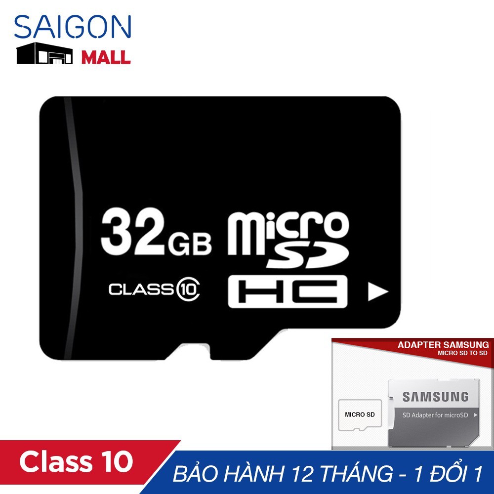 Thẻ nhớ micro SDHC class 10 thẻ nhớ 32GB tặng Adapter SAMSUNG - Bảo hành 12 tháng đổi mới | BigBuy360 - bigbuy360.vn