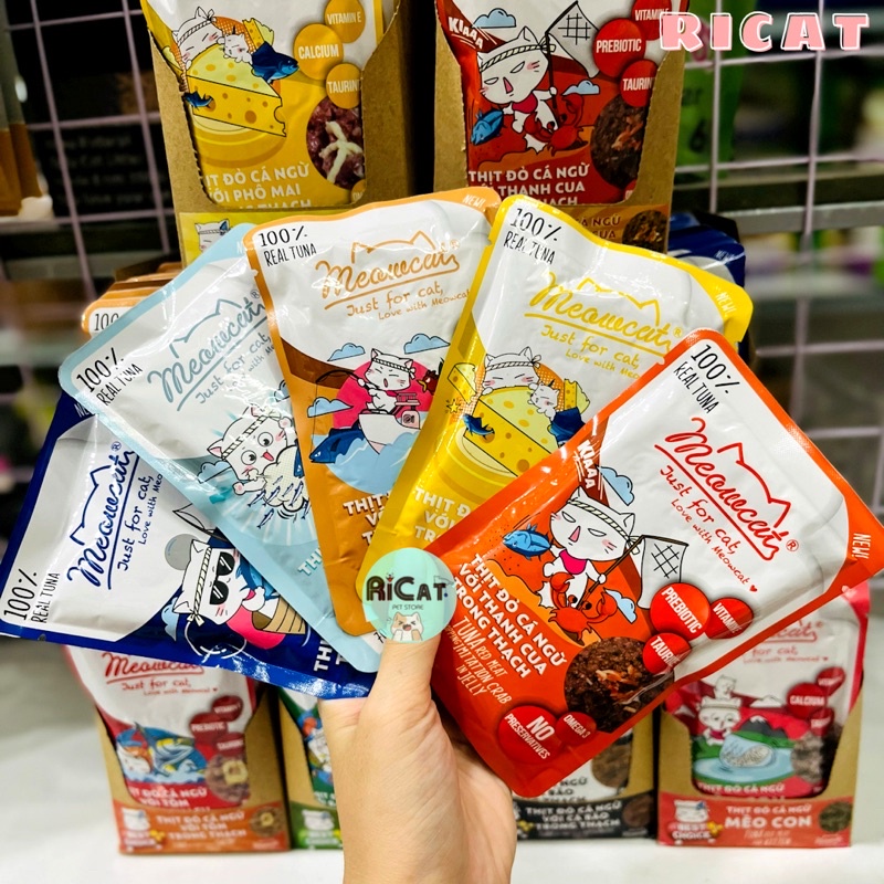 Pate Cho Mèo MEOWCAT Thịt Đỏ Cá Ngừ gói 70g Thơm Ngon Dinh Dưỡng