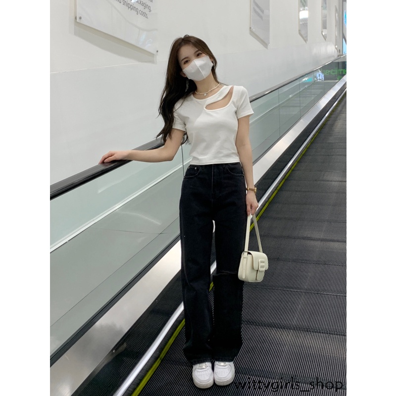 Wittygirls-áo Thun Ngắn Tay Cắt Ôm Vừa Vặn Mùa Hè Cho Nữ