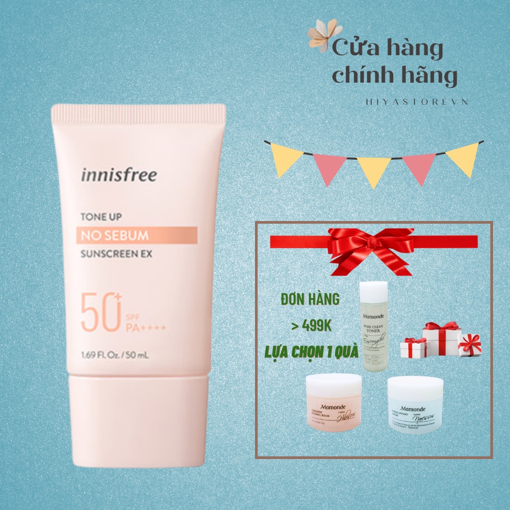 Kem Chống Nắng Nâng Tone, Kiềm Dầu Innisfree Tone Up No Sebum Sunscreen SPF50/PA++++ 50ml
