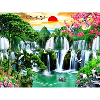 Tranh đính đá 5D , Tranh Phong cảnh đính đá toàn bộ