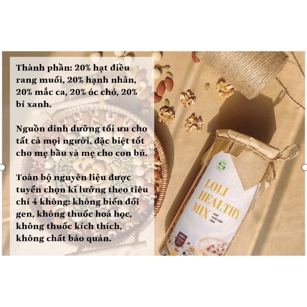 Hạt mix dinh dưỡng 5 loại hạt cao cấp Lolifood 500gr