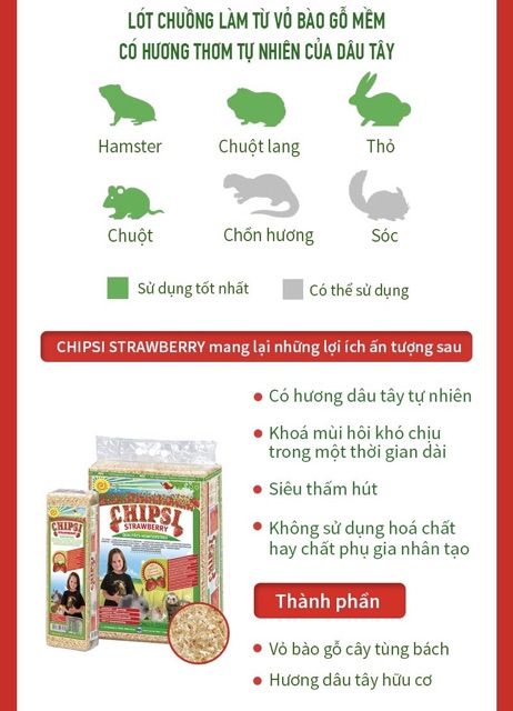 Lót chuồng cho thú cưng nhỏ Chipsi (Hamster, chuột, thỏ,...) (Mùn cưa lót chuồng)