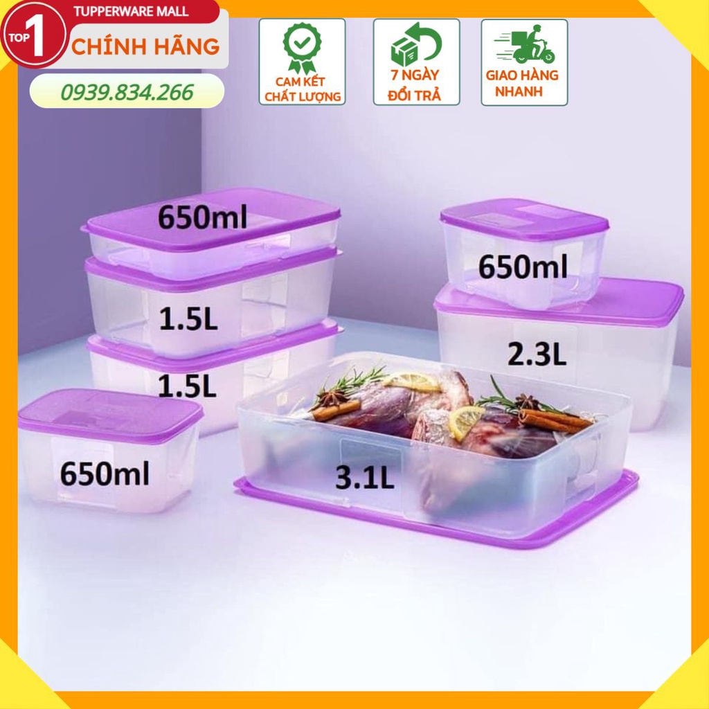 Tupperware💕Freeship 💕Hộp trữ đông Freezermate Essential Fit 7 hộp