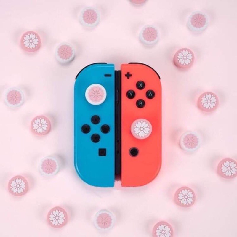 Bộ 4 núm bọc analog hình Sakura thương hiệu cao cấp Geekshare cho Joy-Con - Nintendo Switch và Nintendo Switch Lite