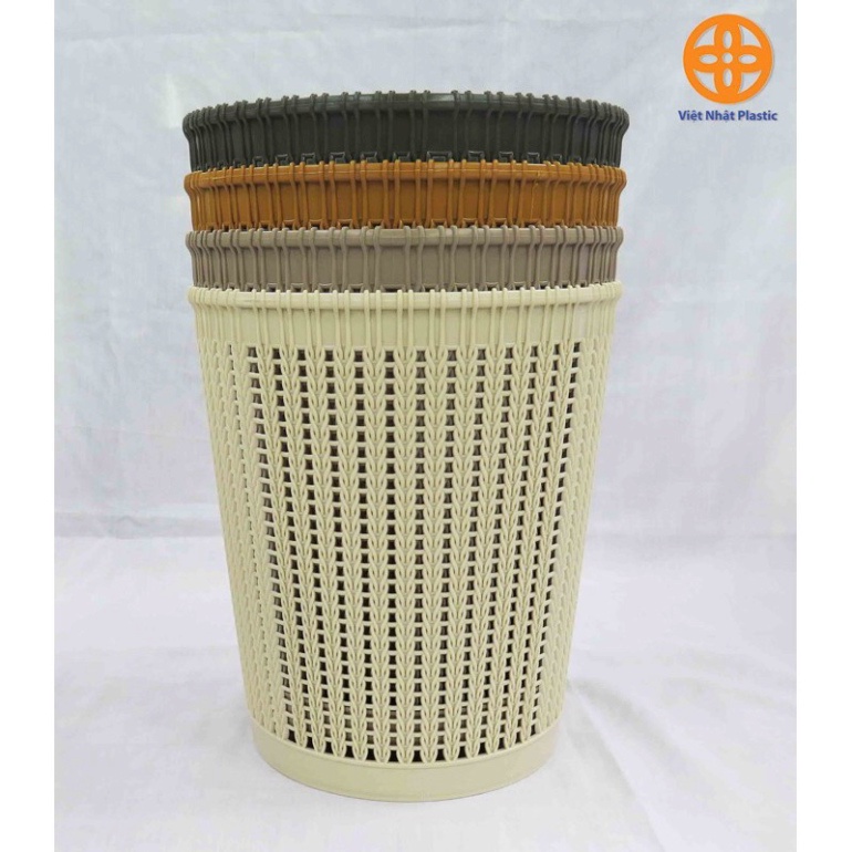 sọt rác nhựa giả mây, sọt rác mini để văn phòng nhựa dẻo Việt Nhật
