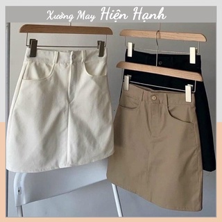 Chân váy ngắn kaki - chân váy a ngắn basic hàng mới Hiện Hạnh combo quà tặng kẹo