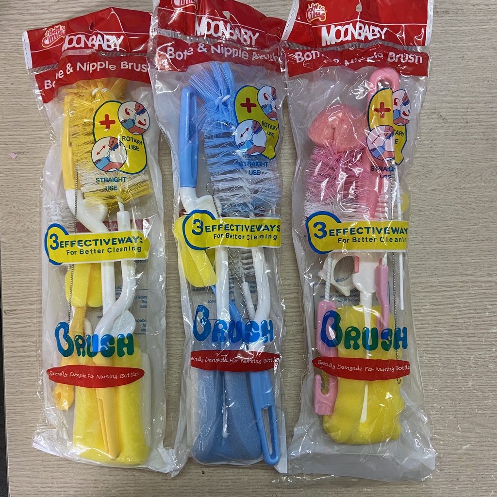 Dụng cụ cọ bình vệ sinh bình sữa 5 chi tiết, Chổi cọ bình sữa chuyên dụng