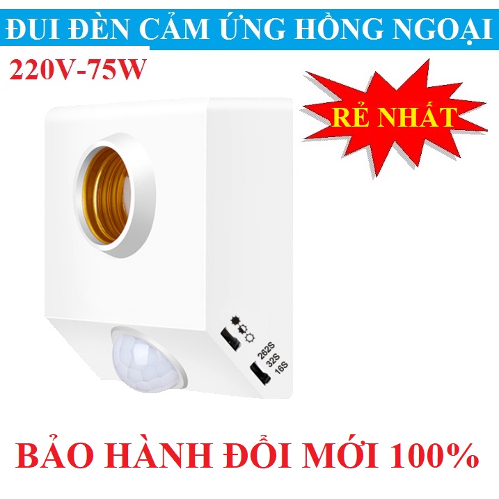 Đui đèn cảm ứng chuyển động bật tắt tự động LOẠI TỐT CÓ CHỈNH ĐỘ NHẠY VÀ THỜI GIAN đui đèn cảm biến