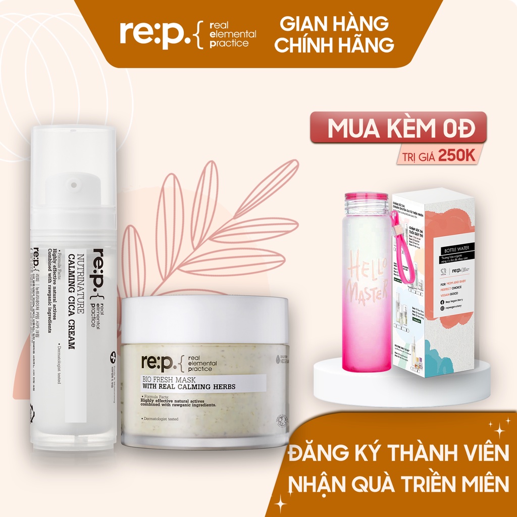 Bộ Sản Phẩm Giảm Mụn Và Phục Hồi Da Re:p (01 x Mặt Nạ Đất Sét Hoa Cúc + 01 x Kem Dưỡng Cica) 150g
