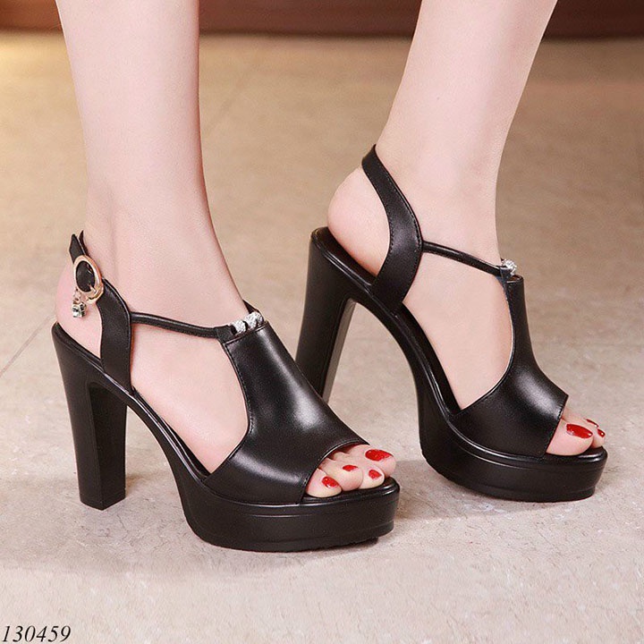 Giày cao gót 10 phân đế trụ vuông quay chéo Cao Cấp