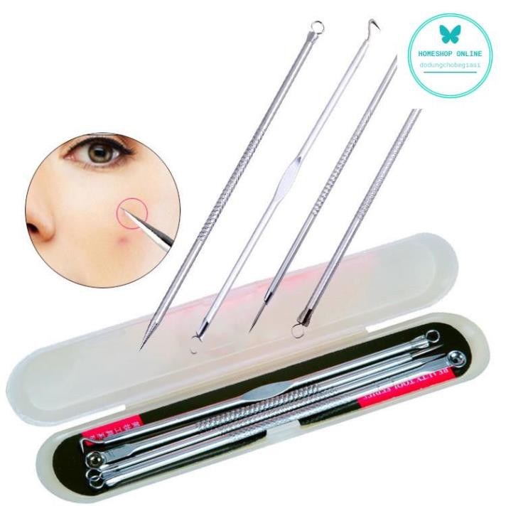Bộ 4 Món Que Nặn Mụn Đầu Đen, Trứng Cá, Cám Thần Thánh (Full Box)