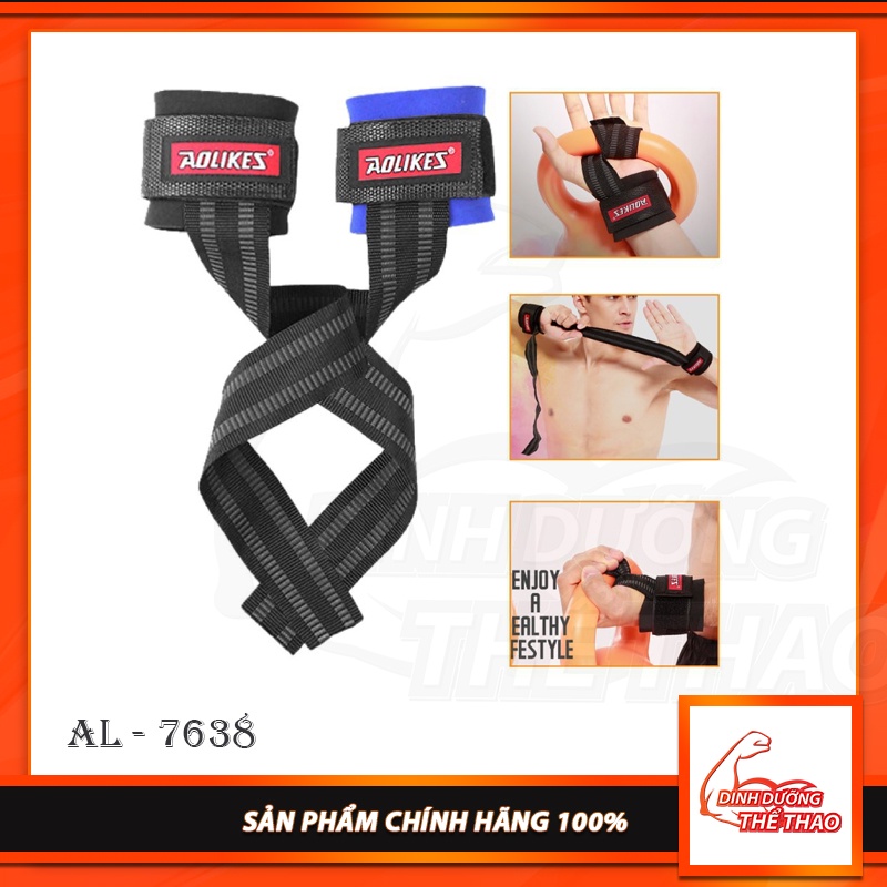 [GIÁ TỐT NHẤT] 1 chiếc Dây Kéo Lưng có điệm Kết Hợp Quấn Cổ Tay Aolikes phụ kiện Gym thể thao Aolikes 7638 TPBS