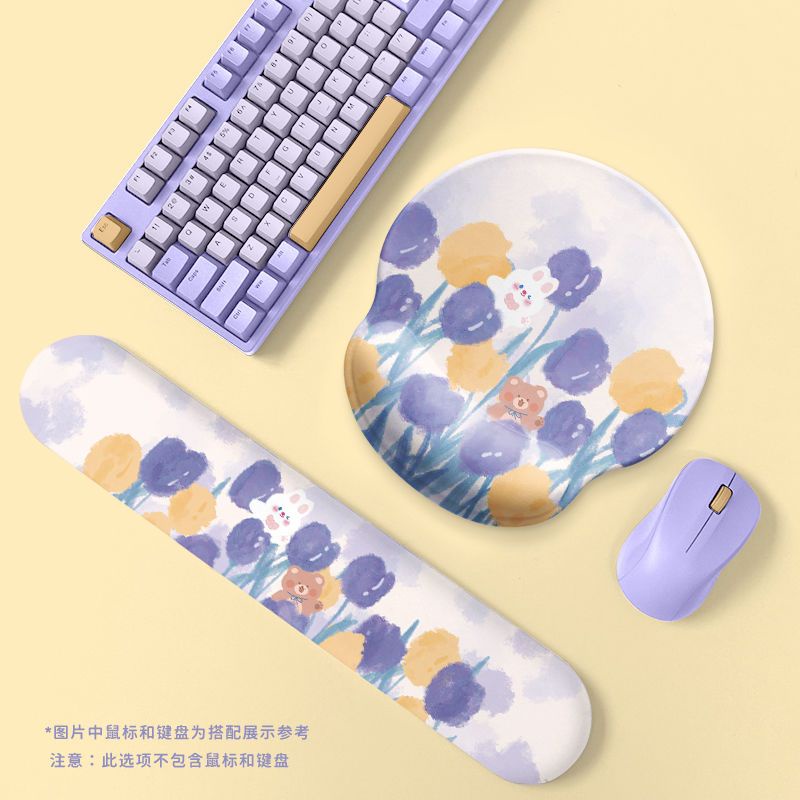 Đệm Lót Chuột / Bàn Phím Bằng Silicone Hình Hoa Tulip / Gấu / Thỏ 3D Dành Cho Nam Nữ