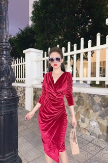 VÁY NHUNG VẠT CHÉO