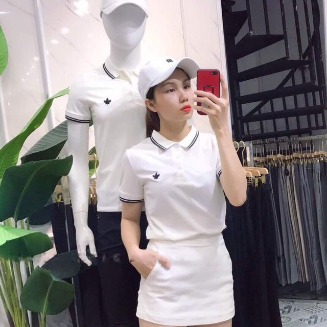 áo thun nam nữ có cổ chiếc lá