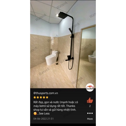 Sen cây tắm đứng nóng lạnh Inox 304 sơn tĩnh điện đen WaterA