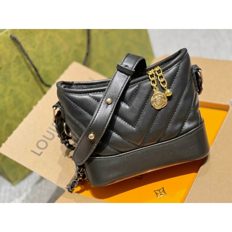 Túi xách nữ đeo chéo 2 dây hobo trần v size 20Freeship