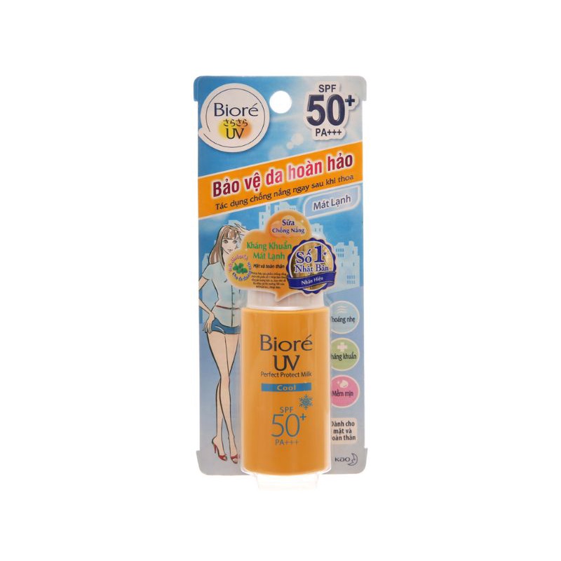 Sữa Chống Nắng Mát Lạnh Da Bioré UV Perfect Block Milk Cool SPF 50+ PA+++ 25ml