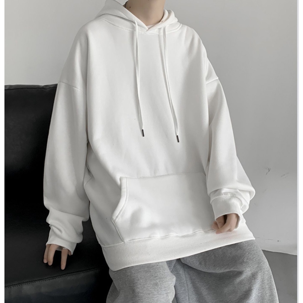 Áo Hoodie Đen Trắng Trơn Nỉ Nam Nữ Unisex  Đen Trắng Form Rộng Oversize Hàn Quốc Basic Streetwear.