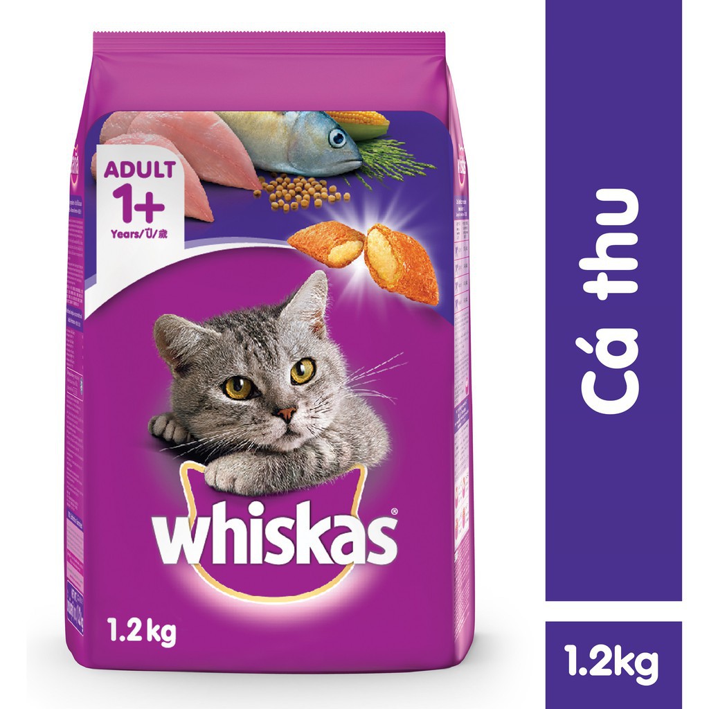 Hạt khô cho mèo lớn Whiskas 1,2kg (tự chọn vị)