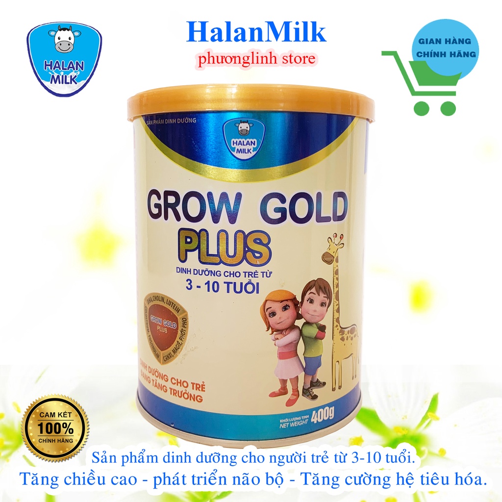 Sữa Grow Gold Plus Halanmilk 400g - Giúp tăng chiều cao, phát triển toàn diện cho trẻ từ 3 đến 10 tuổi