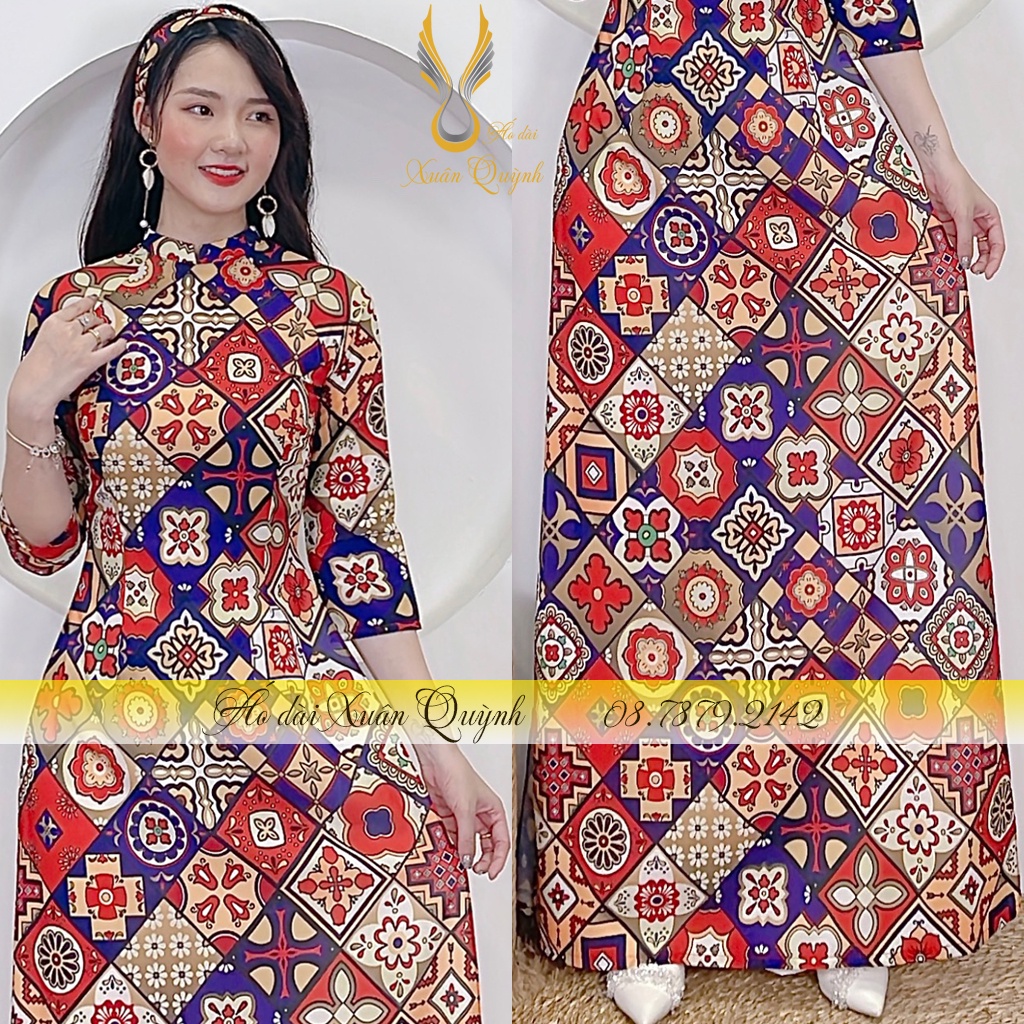 Áo Dài Cô Ba Sài Gòn Trẻ Trung Duyên Dángh Lụa Habutai Tặng Tuban K75 - Áo Dài Xuân Quỳnh