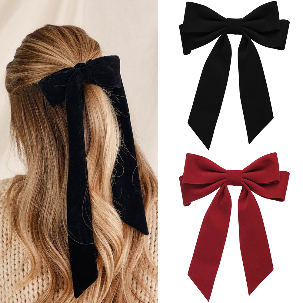 Kẹp tóc nơ nhung AY thanh lịch phong cách Hàn Quốc cho nữ