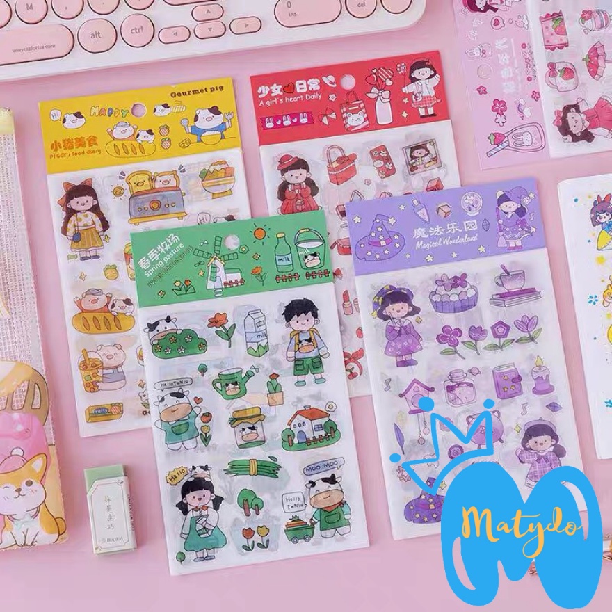 Sticker decal dán bình nước, sổ tay nhiều hình dễ thương