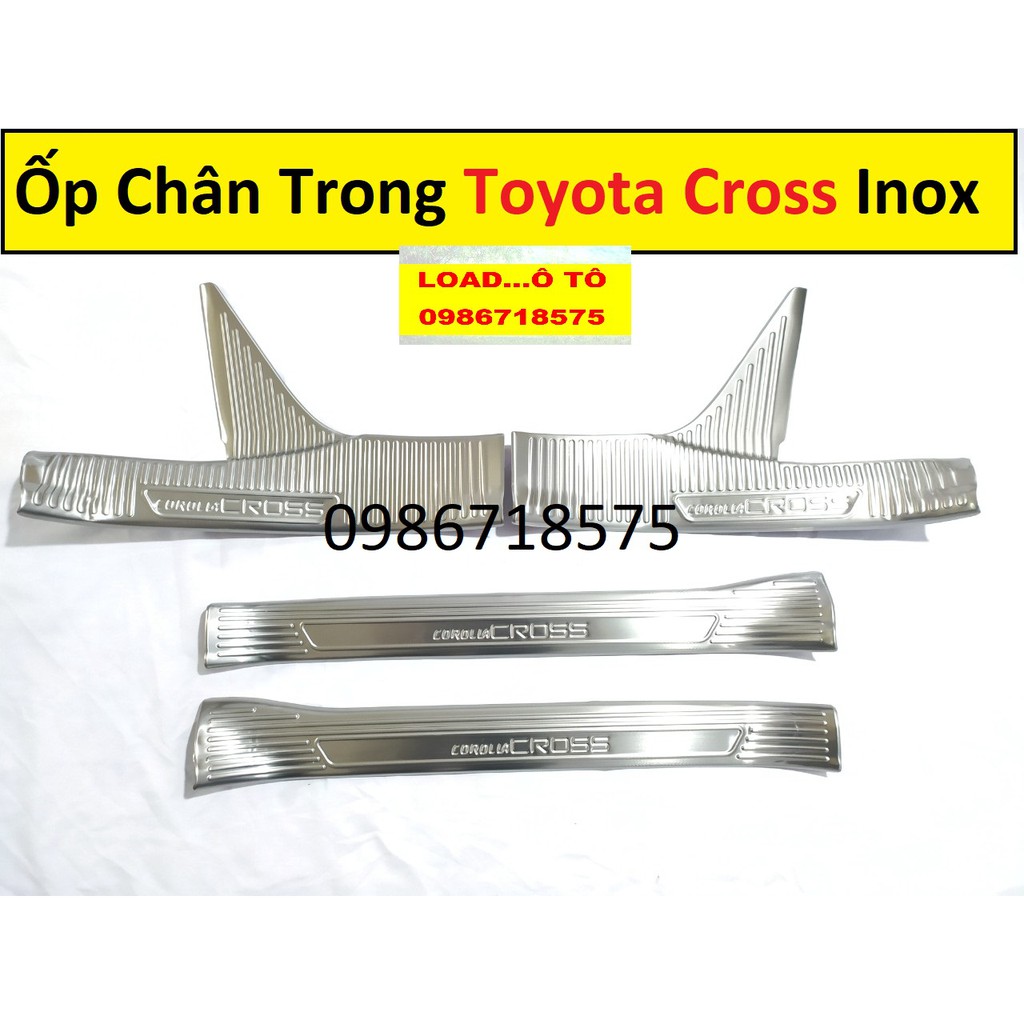 Ốp Bậc Cửa, Nẹp Bước Chân Trong, Ngoài Xe Toyota Cross 2023-2020 Chất Liệu Inox Cao Cấp
