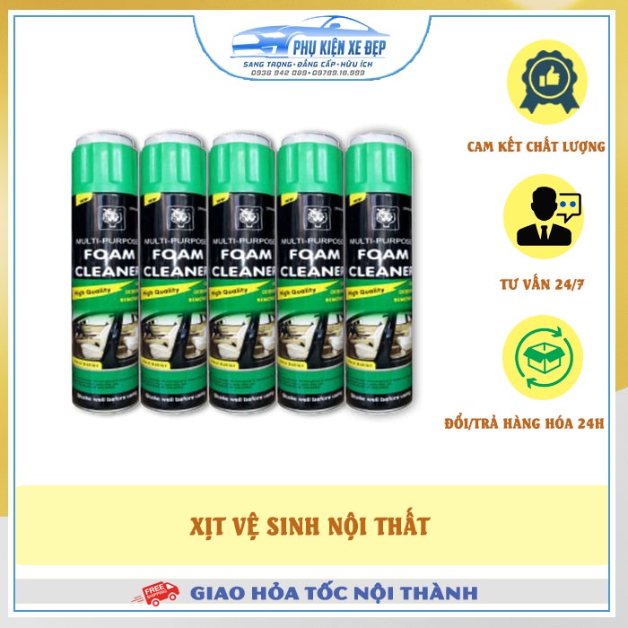 Bình xịt vệ sinh nội thất ô tô⚡FREESHIP⚡, bọt vệ sinh ghế da, nhựa nội thất trong xe