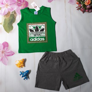 Quần áo trẻ em - Bộ bé trai xuất khẩu cao cấp adidas màu xanh lá cây