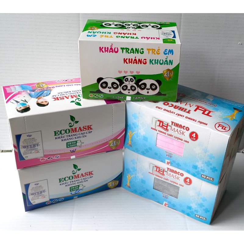 Hàng chuẩn 4 lớp NAM ANH dày Hộp 50 cái Khẩu trang kháng khuẩn chống nắng chống bụi
