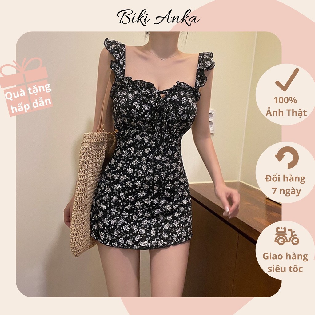 Bikini Bộ Đồ Bơi Nữ Liền Thân Váy Hoa Nhí UZZLANG Hàn Quốc Kín Đáo