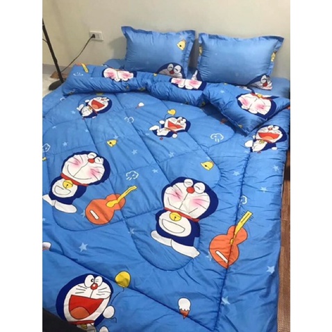 Bộ ga giường cotton poly 5 món chăn phao