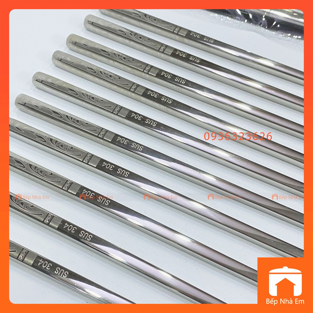 Đũa Inox 304 Hàn Quốc Set 5 Đôi - Hàng Cao Cấp