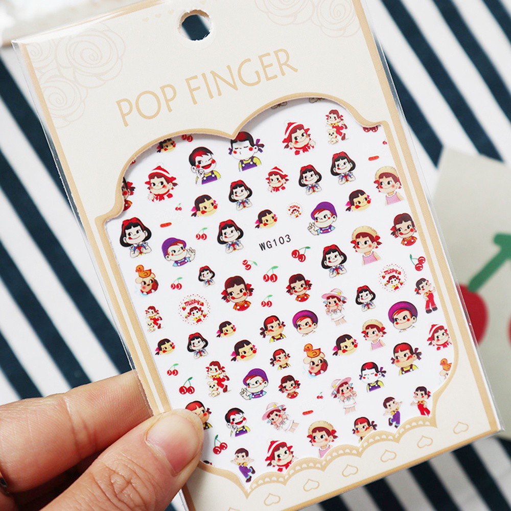 [Hàng mới về] Miếng Dán Họa Tiết Hoạt Hình 3D Trang Trí Móng Tay DIY