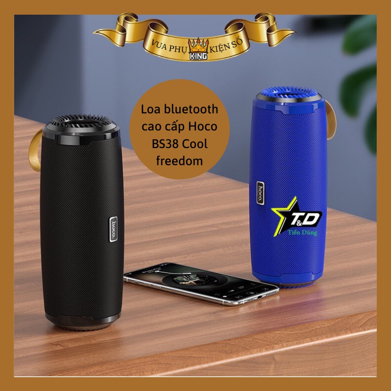 Loa bluetooth cao cấp Hoco BS38 Cool freedom hỗ trợ AUX, TF card, USB, FM và IPX5 - Loa BS38 có dây cài tiện khi treo