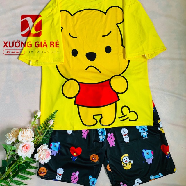 [ẢNH THẬT] - SET ÁO COTTON + QUẦN SHORT HOẠT HÌNH SIÊU CUTE ĐÁNG YÊU
