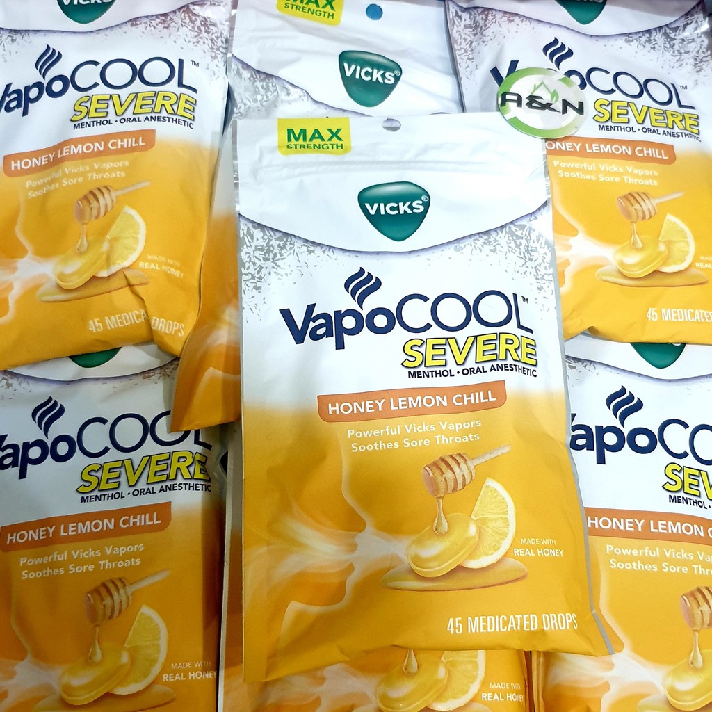 Viên kẹo Vicks VapoCOOL Honey Lemon - 45 viên