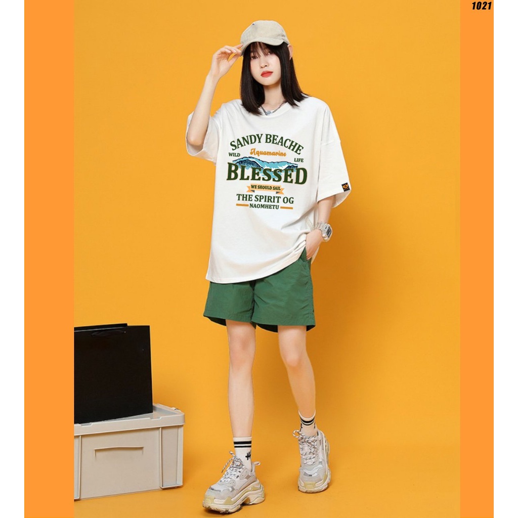 Áo phông form rộng tay lỡ BLESSED 1021 HY KOREA