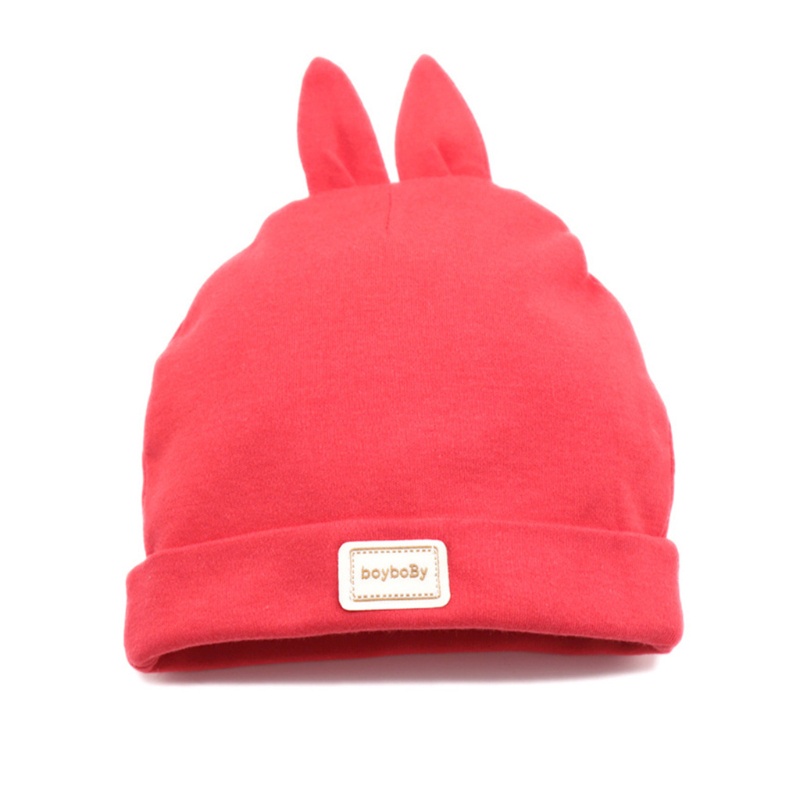Mũ Bonnet Mềm Màu Trơn Hình Tai Gấu Dễ Thương Cho Bé Sơ Sinh