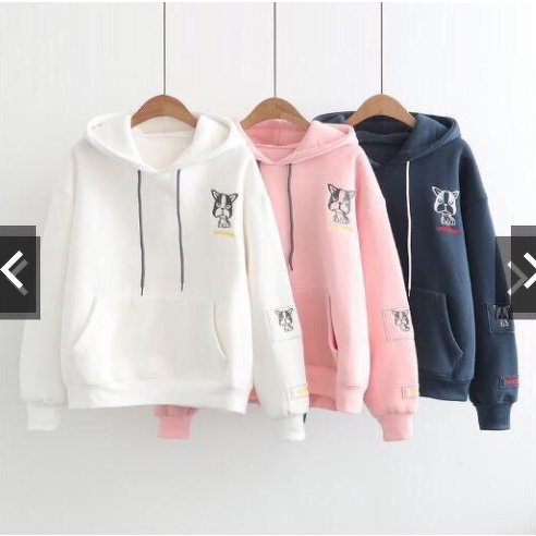 ÁO HOODIE NÓN NỮ HÀNG FREESIZE 1 CỠ FORM DÁNG RỘNG DƯỚI 65KG MẶC VỪA (UNISEX NAM NỮ, CHÓ MẶC XỆ)