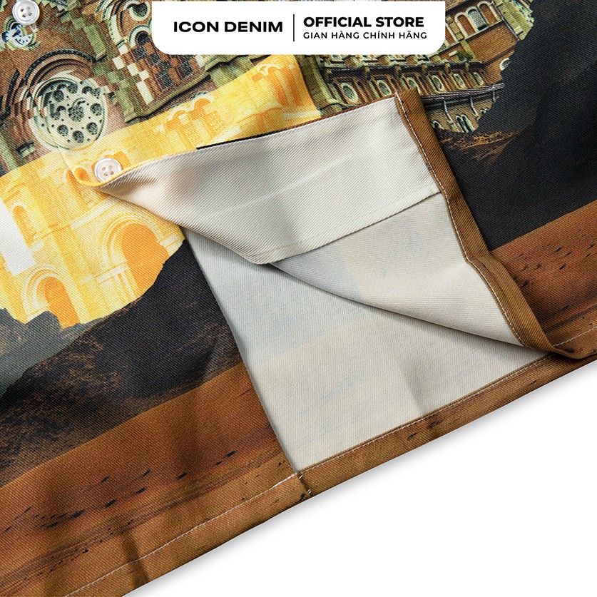 Áo Sơ Mi Tay Ngắn Họa Tiết ICON DENIM Duc Ba Church Landscape Phom Xuông Vải Dệt Chéo Mát Mẻ Ít Nhăn | BigBuy360 - bigbuy360.vn