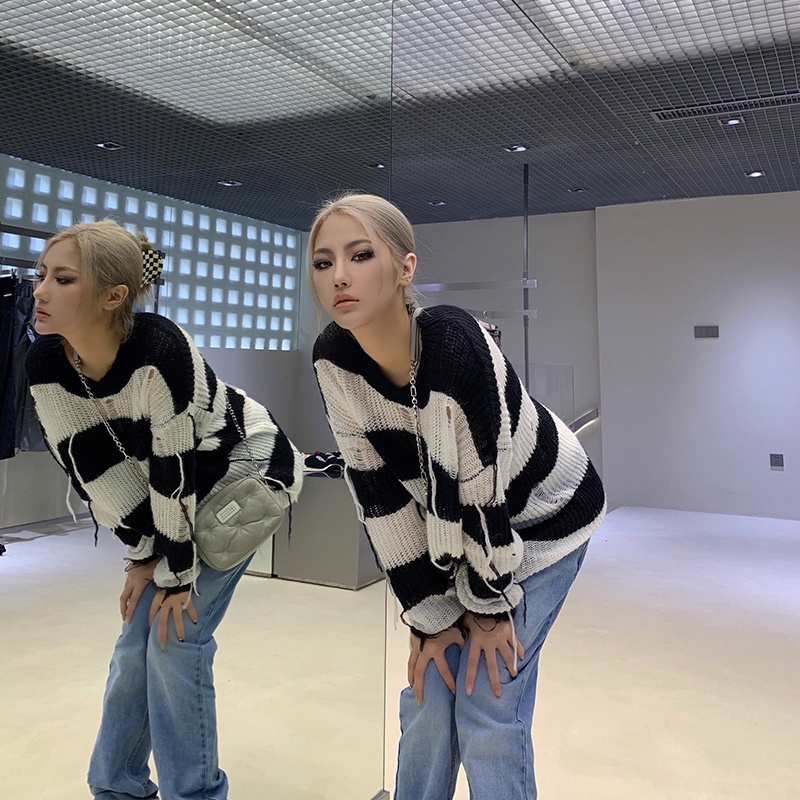 Áo cardigan len lưới cổ tròn dài tay phong cách cá tính thời trang Becky