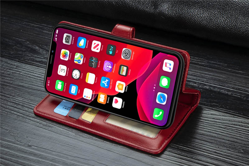 Lekaari IPHONE Bao Da Nắp Gập Màu Trơn Phong Cách Retro Cho Iphone 12 Mini 11 Pro Xs Max X Xr Se 2020