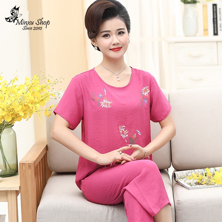 Bộ Trung Niên Mặc Nhà, Bộ Ngủ Vải Đũi - Sang Trọng, Thanh Lịch - Chất Đũi Mềm, Nhẹ, Mát Minxu shop H30-H37